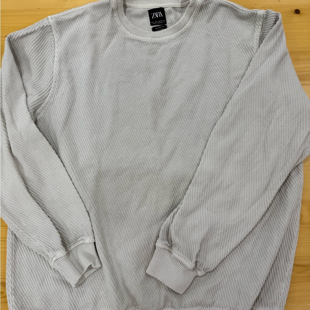 Zara Gray Crewneck Sweater Soft Cotton Casual